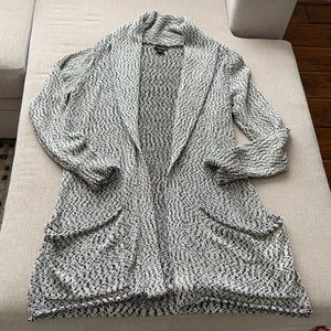 AS BY DF Sofia Front Open Long Cardigan in Cream White & Black Size XL